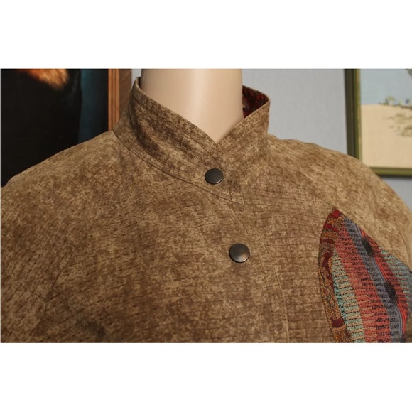 VTG 80's Koos Van Den Akker Patchwork Suede Leather Bomber Baseball Jacket S M - Picture 2 of 8